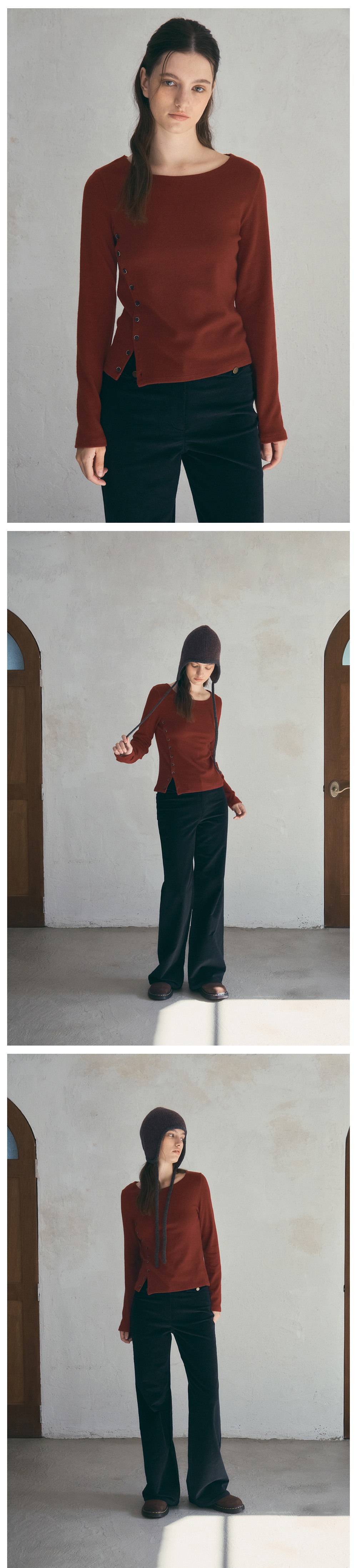 긴팔 티셔츠 모델 착용 이미지-S1L12