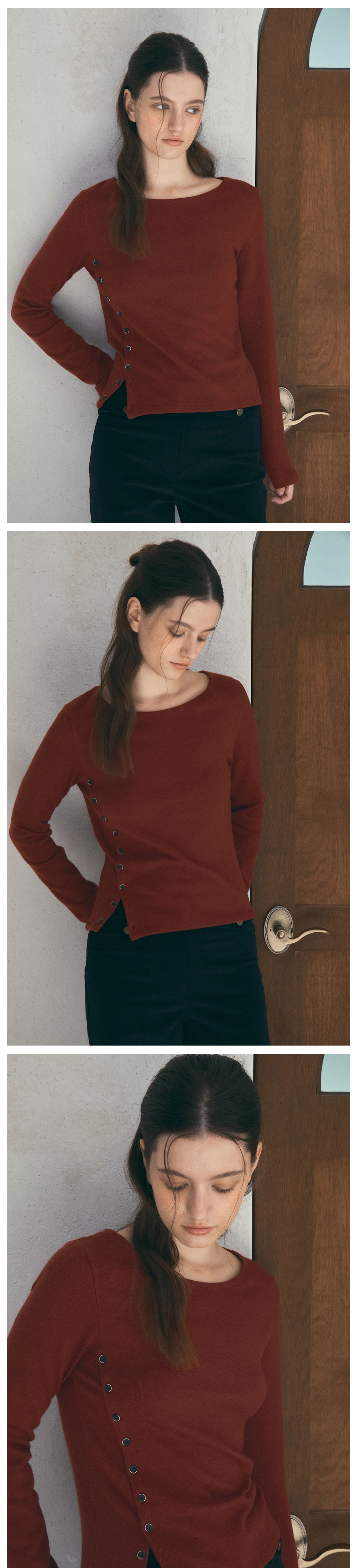 긴팔 티셔츠 모델 착용 이미지-S1L13