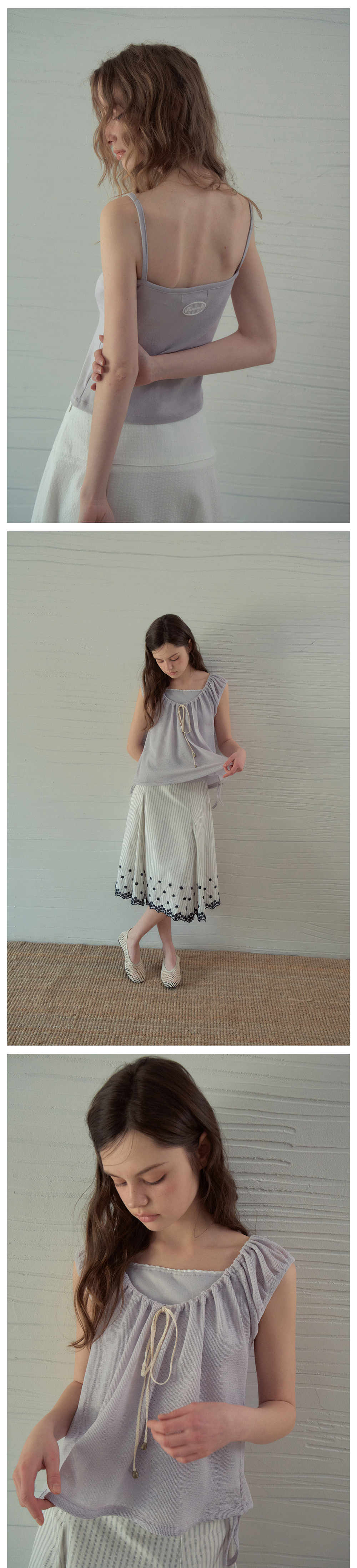 DELI LACE SLEEVELESS TEE - 2 COLORS AS SHOWN
