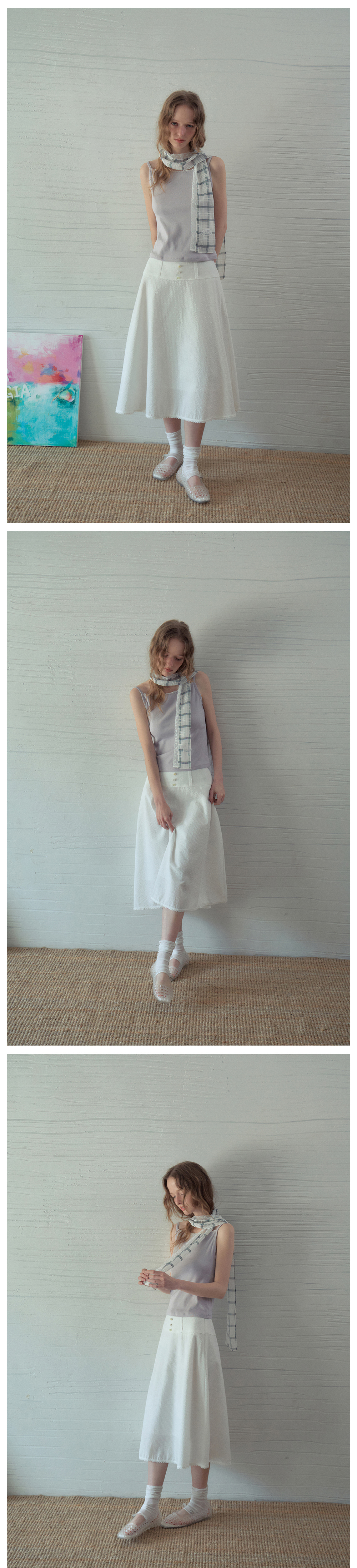 DELI LACE SLEEVELESS TEE - 2 COLORS AS SHOWN