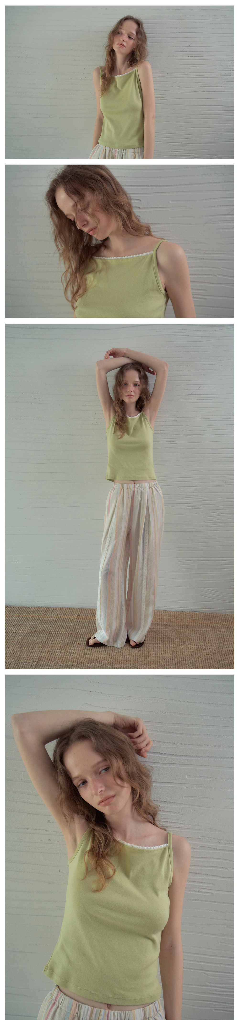 DELI LACE SLEEVELESS TEE - 2 COLORS GREEN