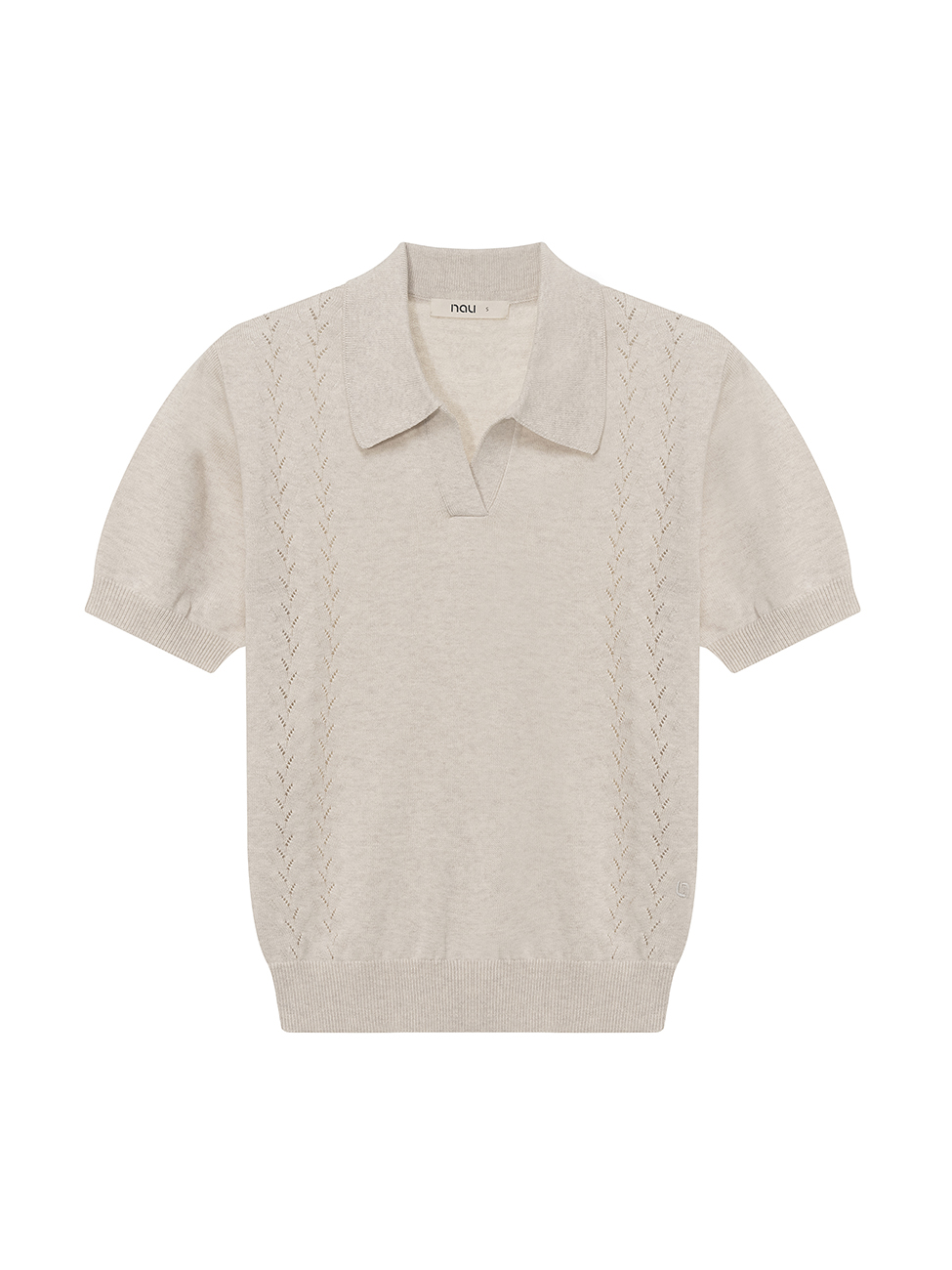 【BAON】[unisex] Gopheo Linen Net Collar Short Sleeve Knit W Organic Short-Sleeve Collar Knit - nau official