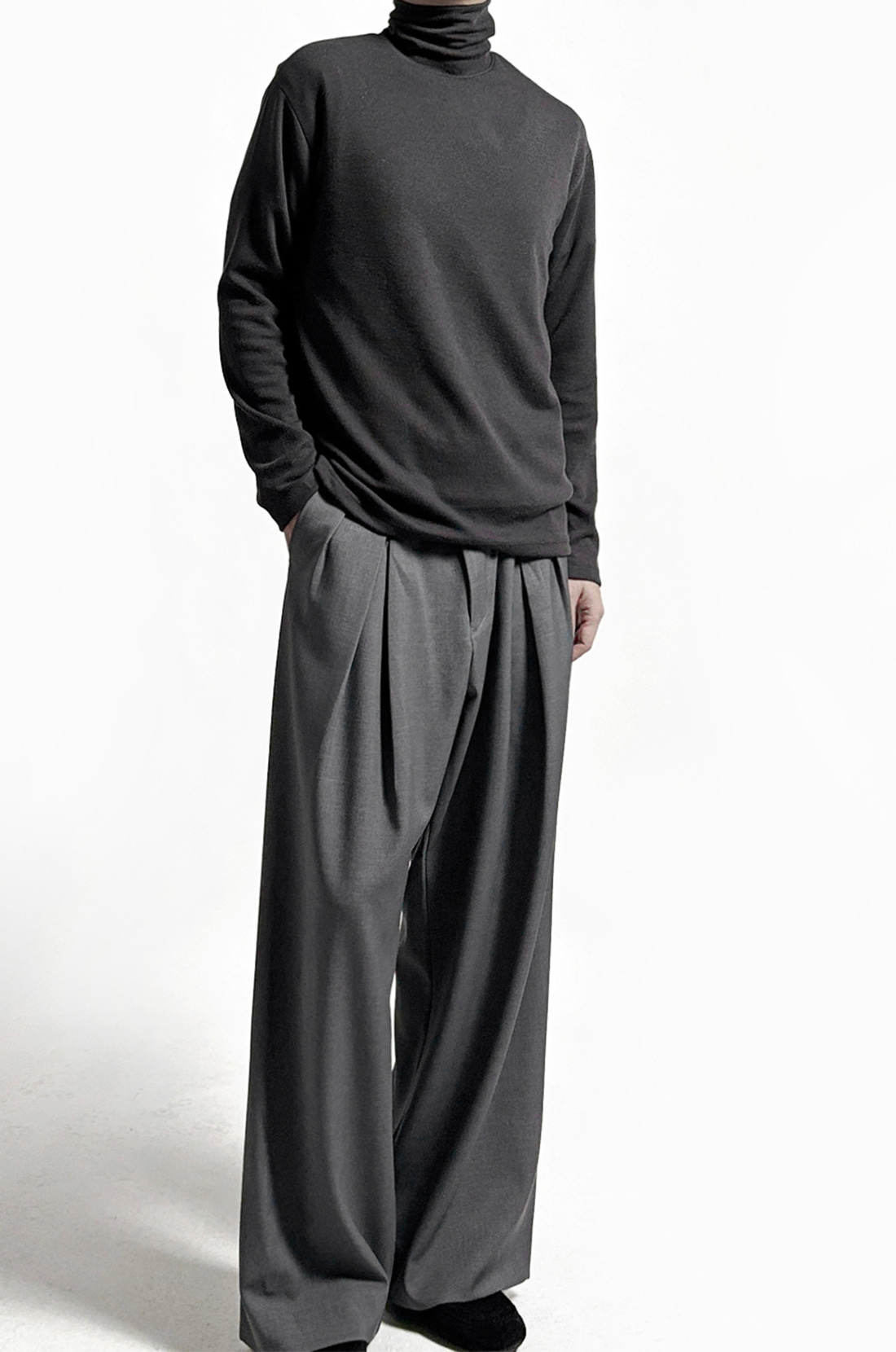 (2 colors) 심 터틀넥 니트_그레이, 차콜 SIM turtleneck knit_grey, charcoal - 얼룸나이스 ...