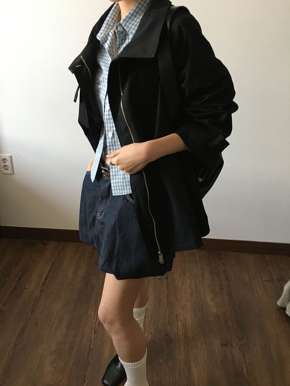 도크 하이넥 숏 트렌치 코트 (3color) 상세 이미지 24