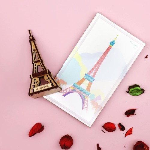 [우드썸] 에펠탑 랜드마크 원목 입체퍼즐 포스트카드