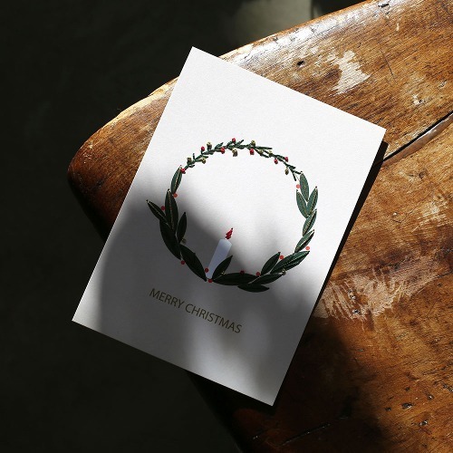 [이본느모건] 클래식한 디자인의 캔들리스 프랑스자수 크리스마스카드만들기 DIY KIT