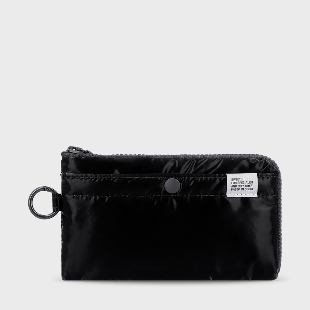 ★sweetch★韓国人気★HALF ZIP WALLET 001 M Glossy Black HALF ZIP WALLET 001 L Glossy Black - sweetch