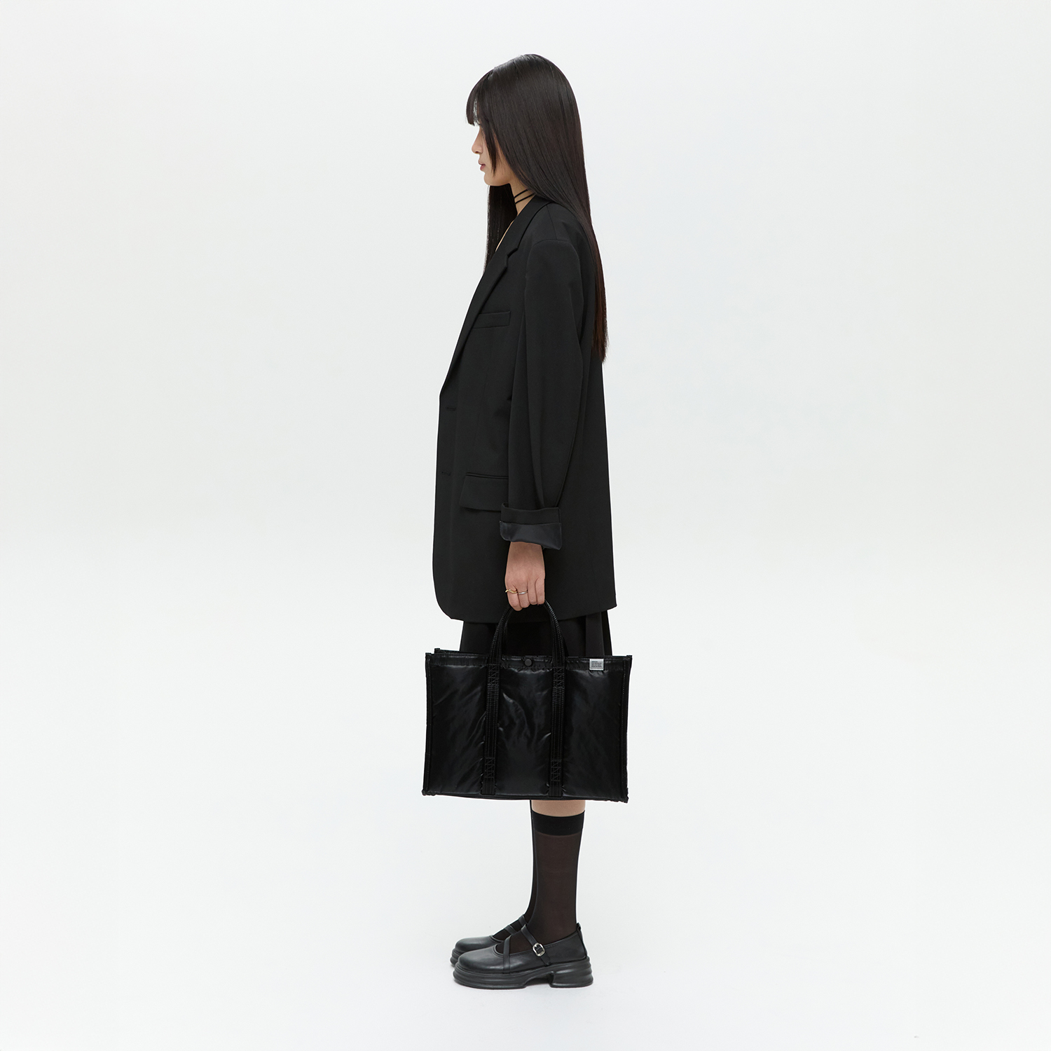 TOTE BRIEF 001 WIDE M Glossy Black - sweetch