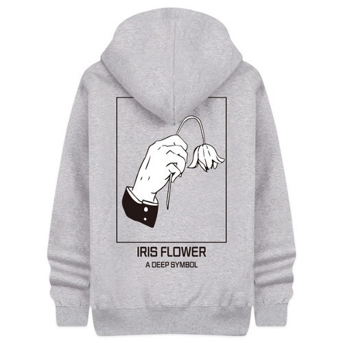 Flower Hand Drawing Hooded Zip Up Big Size Unisex