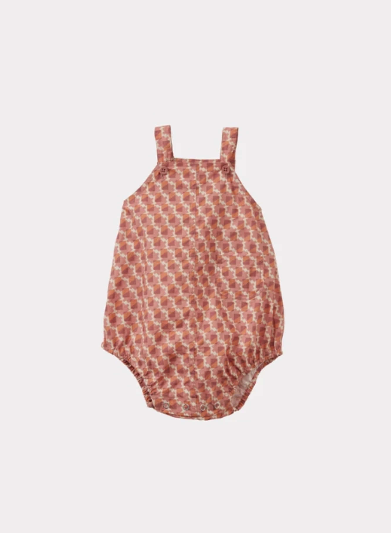 FLURY BABY ROMPER COTTON POPLIN (mauve geo print) - My Little