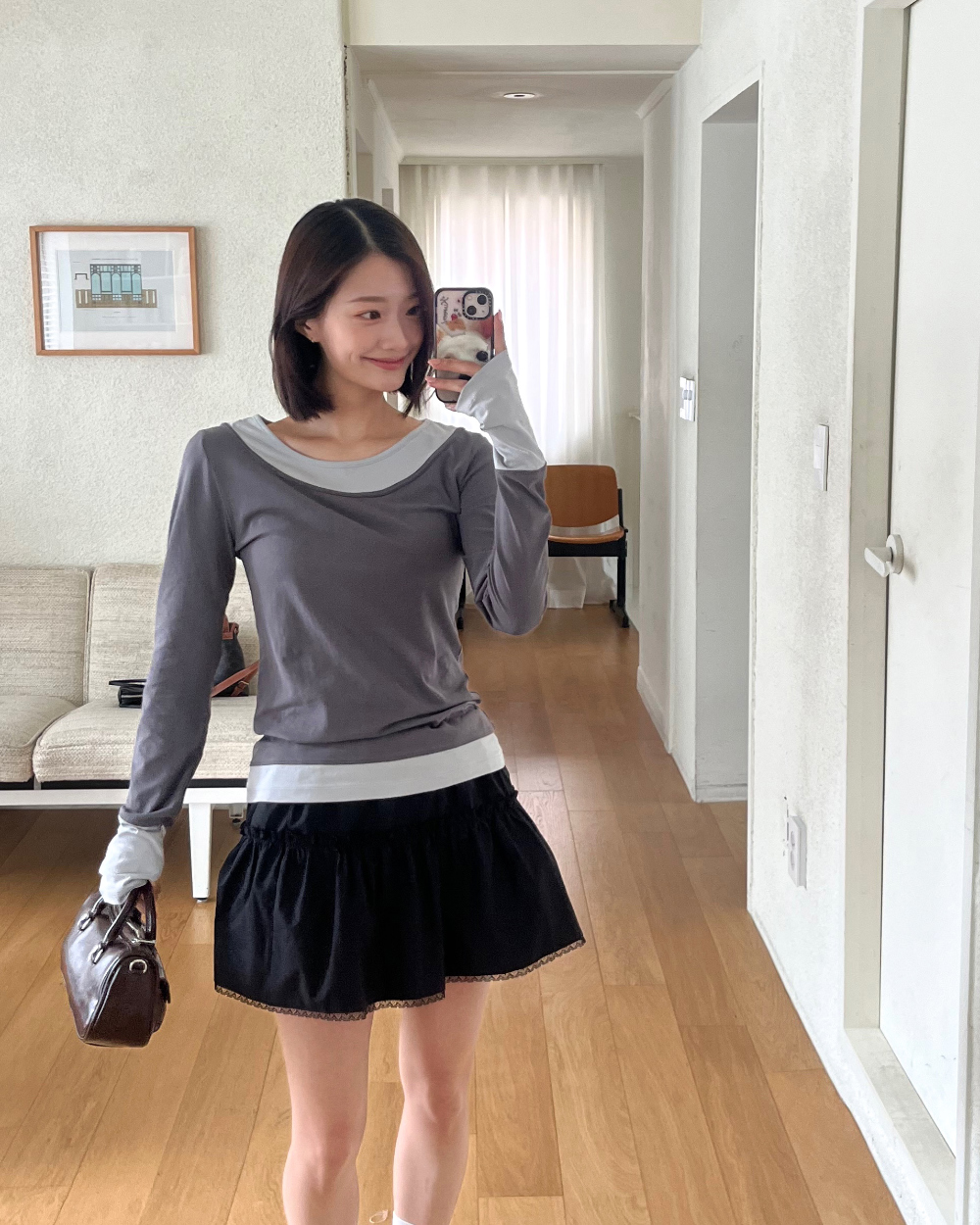 물결 레이스 스커트 (ivory,black) 상세 이미지 26