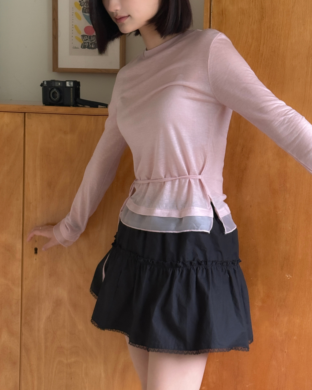 물결 레이스 스커트 (ivory,black) 상세 이미지 4