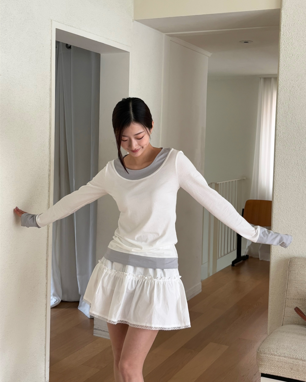 물결 레이스 스커트 (ivory,black) 상세 이미지 50