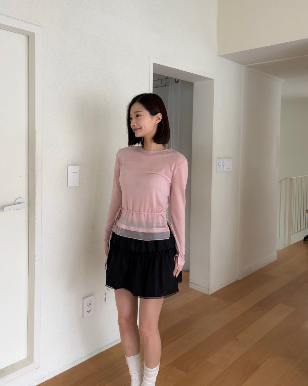 물결 레이스 스커트 (ivory,black) 상세 이미지 15