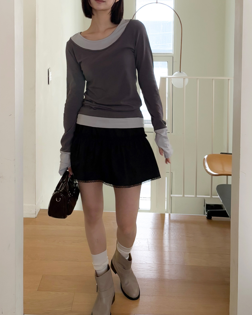 물결 레이스 스커트 (ivory,black) 상세 이미지 27