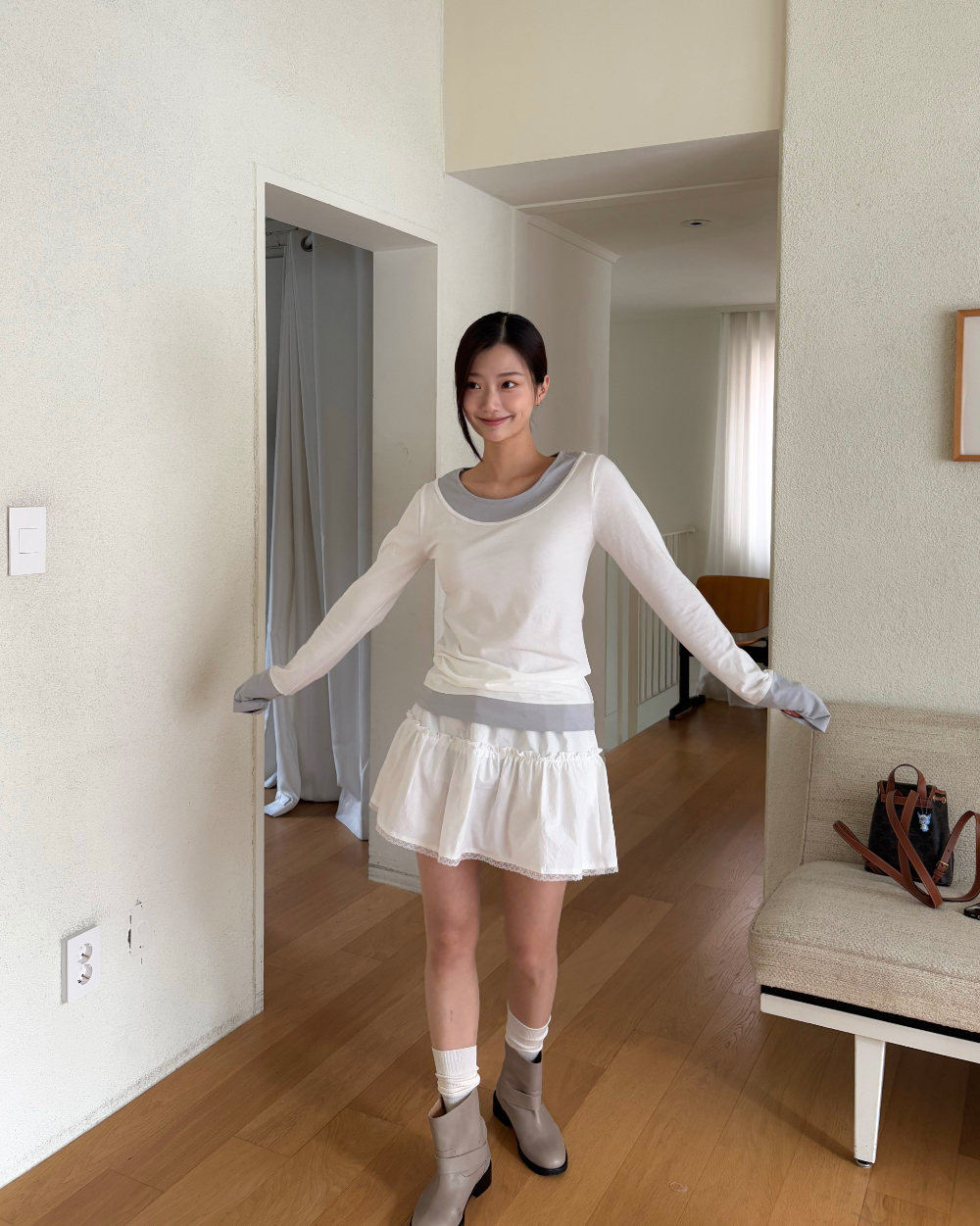 물결 레이스 스커트 (ivory,black) 상세 이미지 52