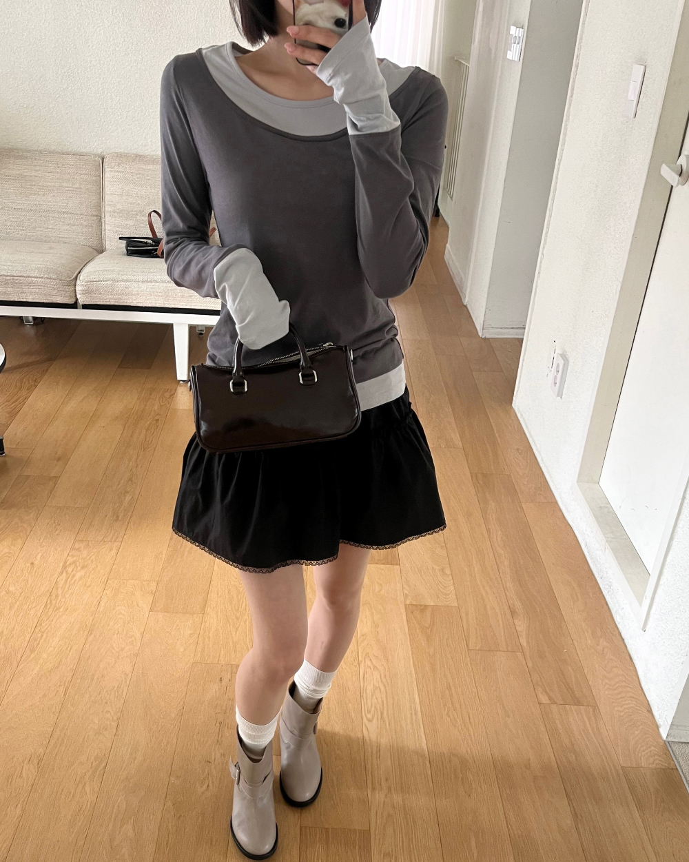 물결 레이스 스커트 (ivory,black) 상세 이미지 23