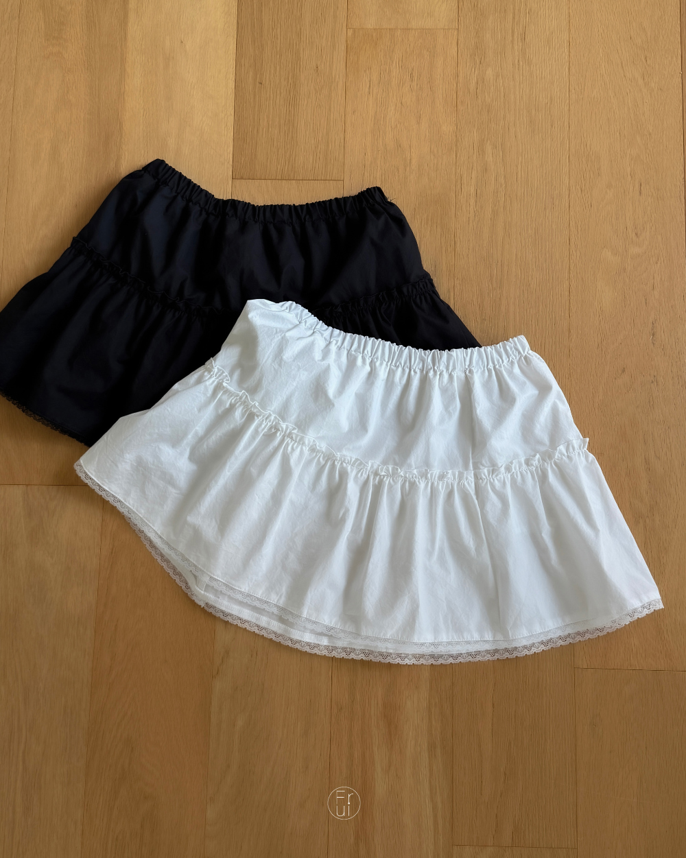 물결 레이스 스커트 (ivory,black) 상세 이미지 2
