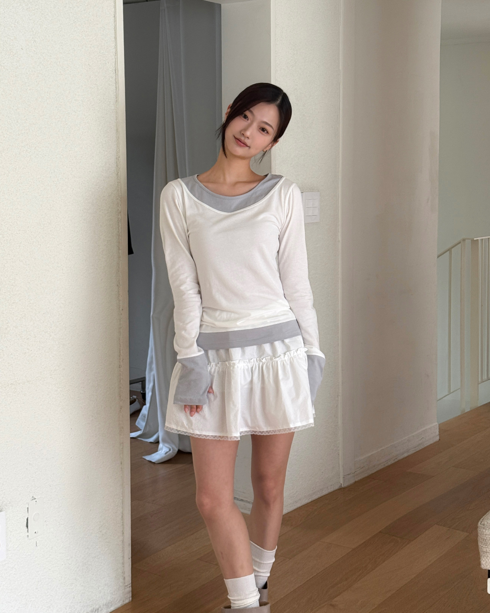 물결 레이스 스커트 (ivory,black) 상세 이미지 47