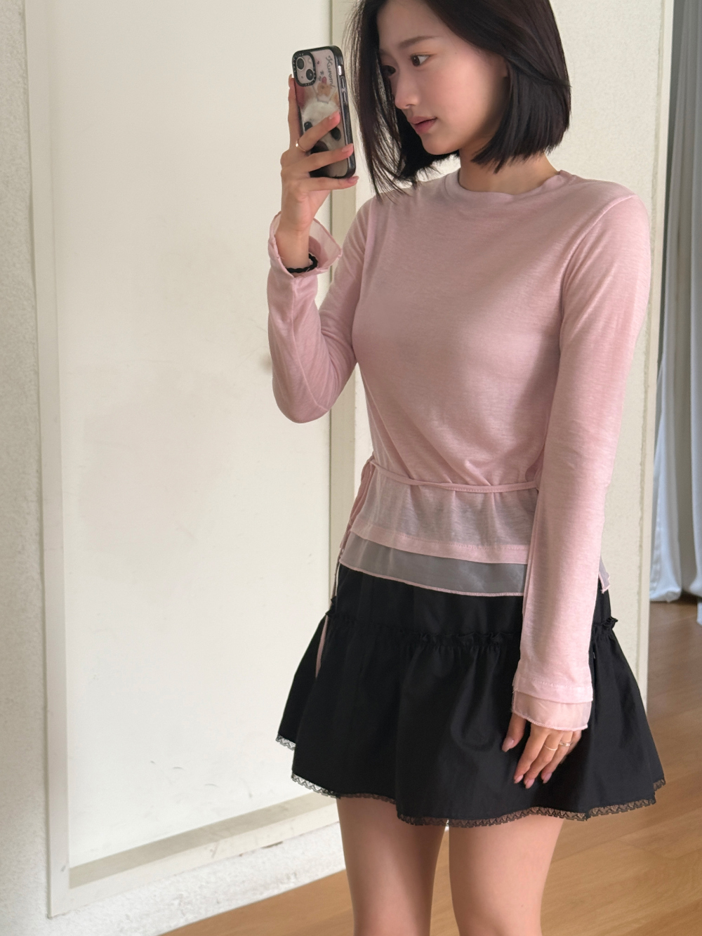 물결 레이스 스커트 (ivory,black) 상세 이미지 18
