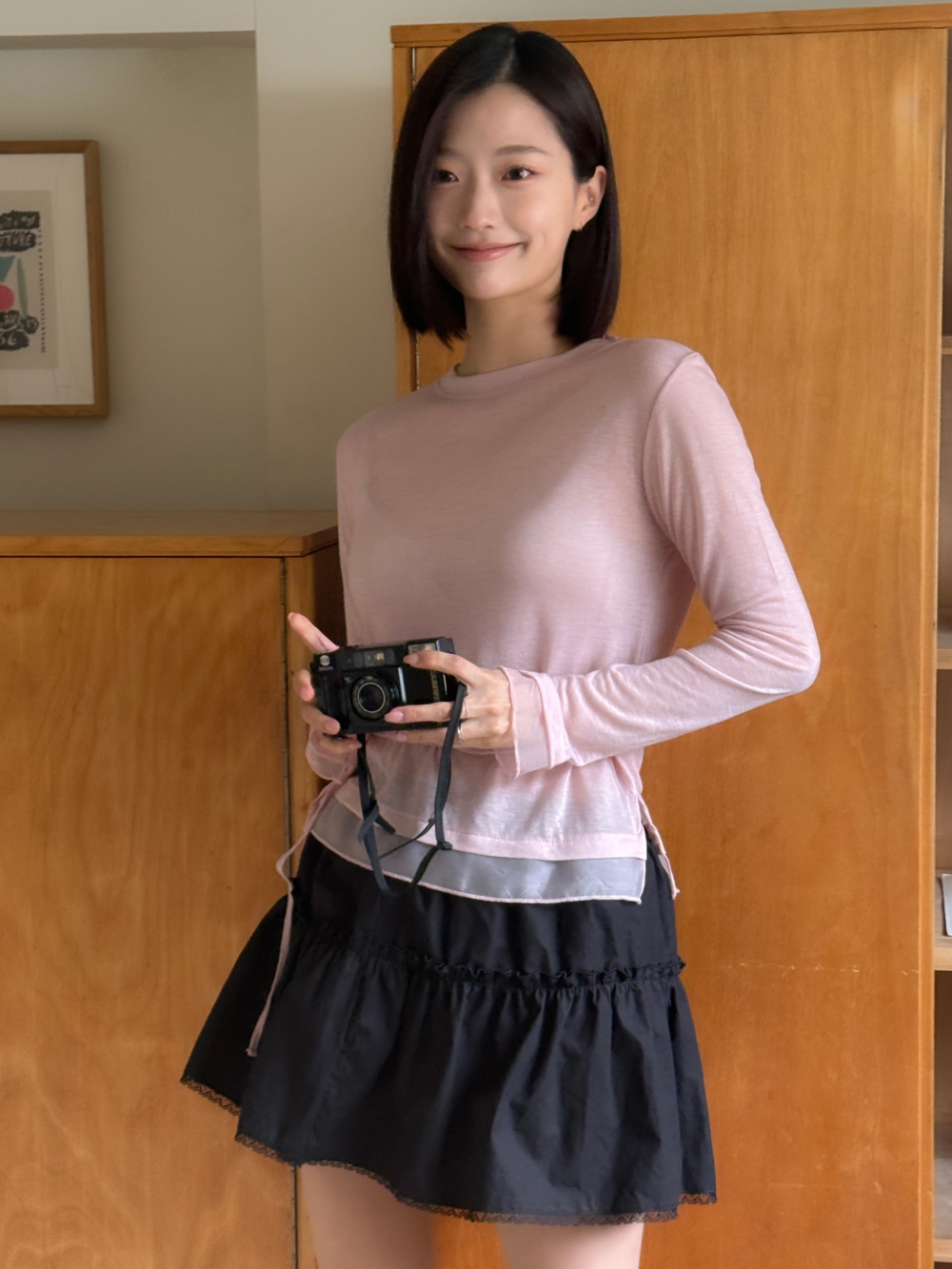 물결 레이스 스커트 (ivory,black) 상세 이미지 3