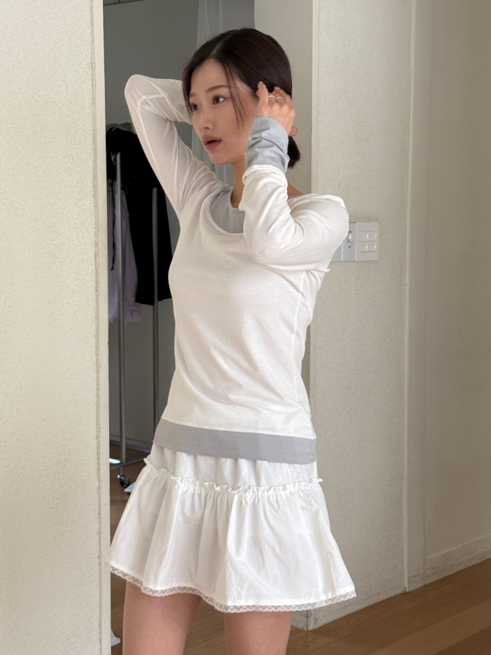 물결 레이스 스커트 (ivory,black) 상세 이미지 41