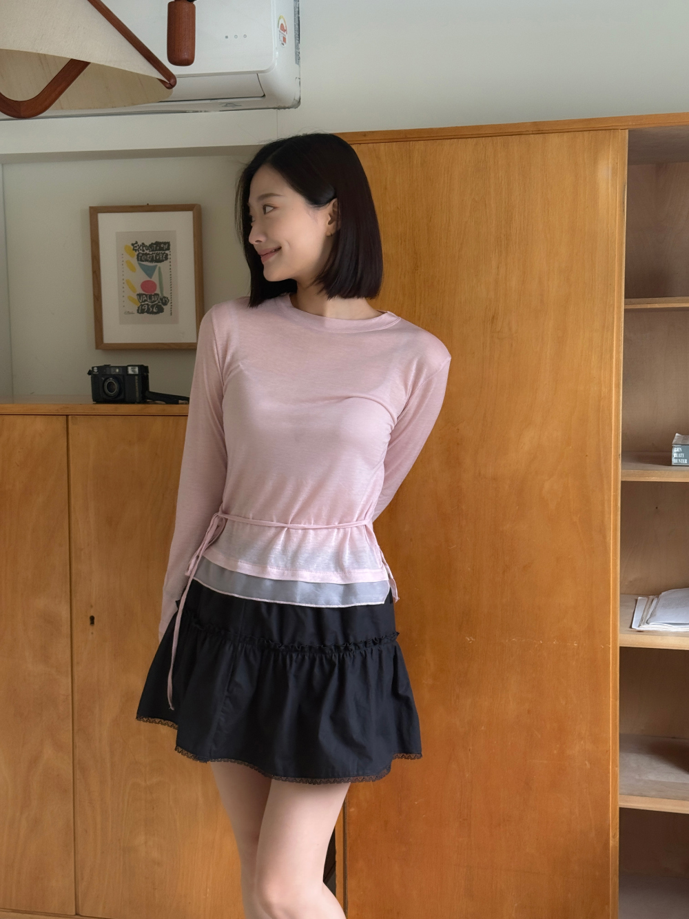 물결 레이스 스커트 (ivory,black) 상세 이미지 5