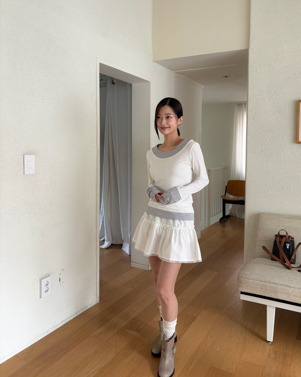 물결 레이스 스커트 (ivory,black) 상세 이미지 48