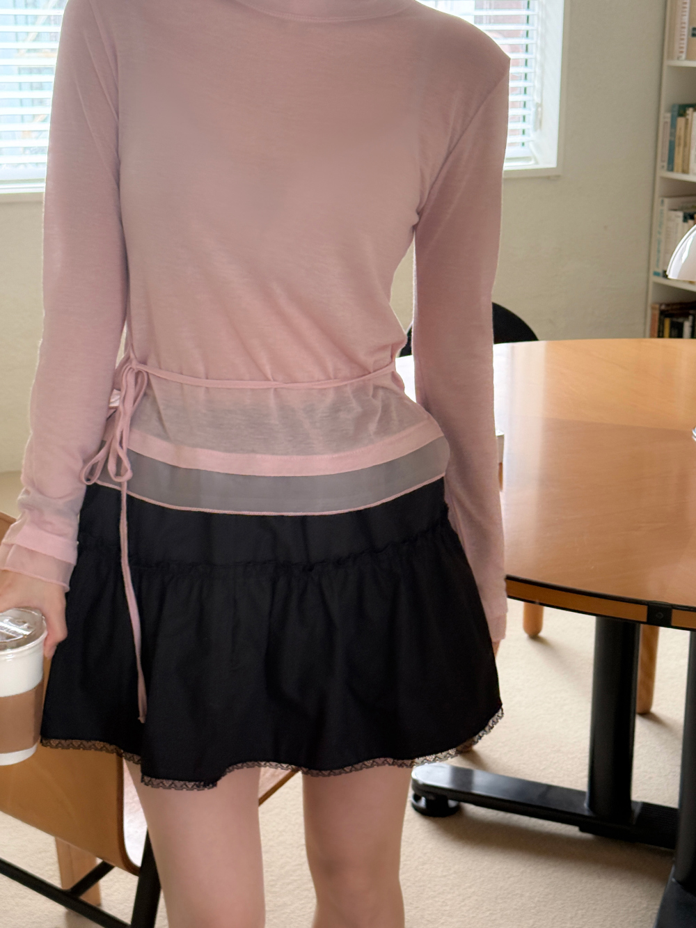 물결 레이스 스커트 (ivory,black) 상세 이미지 8