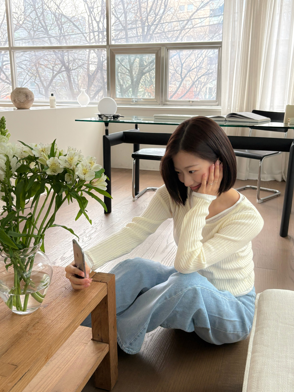 [1500장/컬러추가](여리핏/봄신상)마카롱 레이어드 크림 니트 (ivory,gray,black) 상세 이미지 26