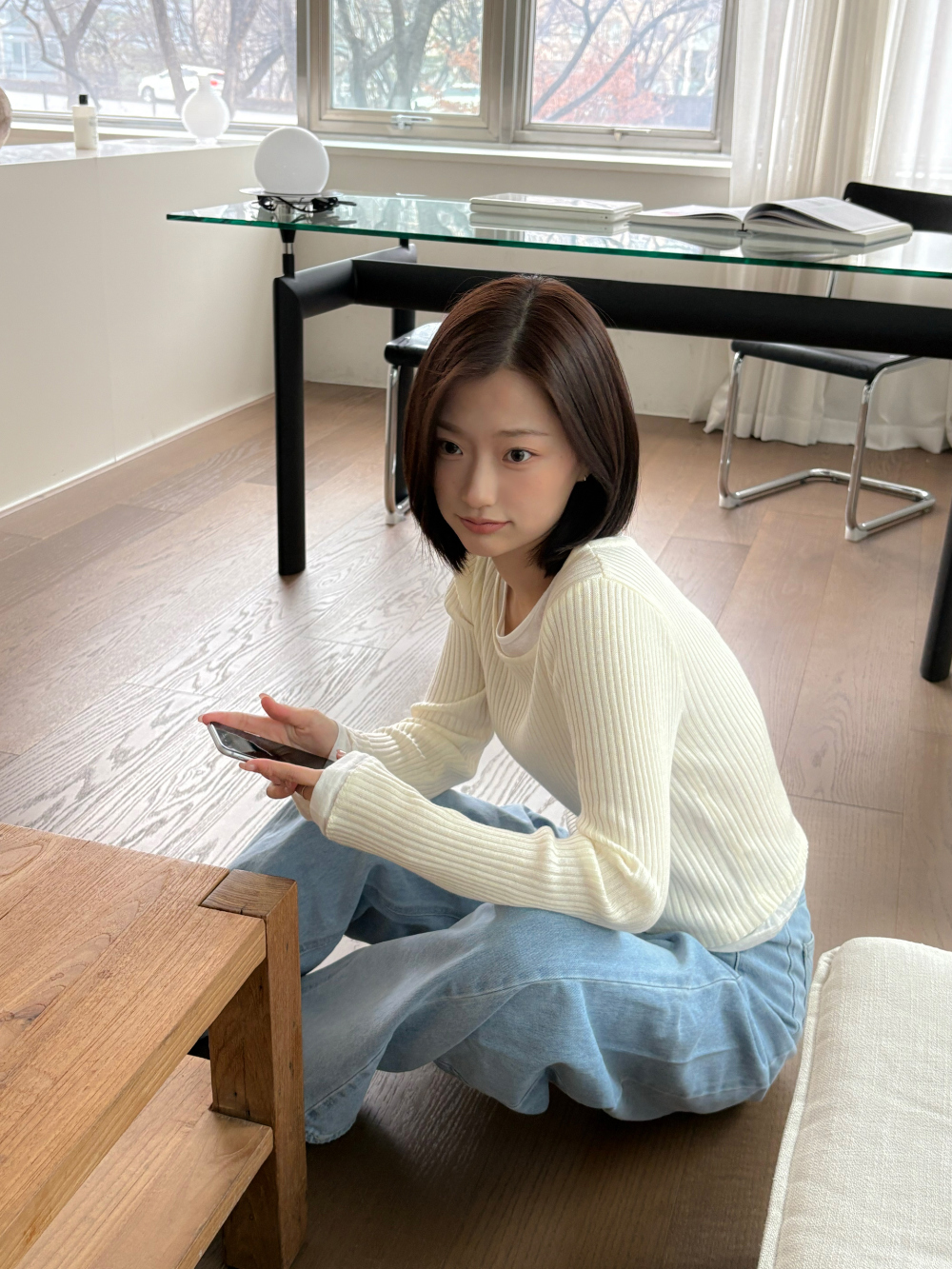 [1500장/컬러추가](여리핏/봄신상)마카롱 레이어드 크림 니트 (ivory,gray,black) 상세 이미지 23