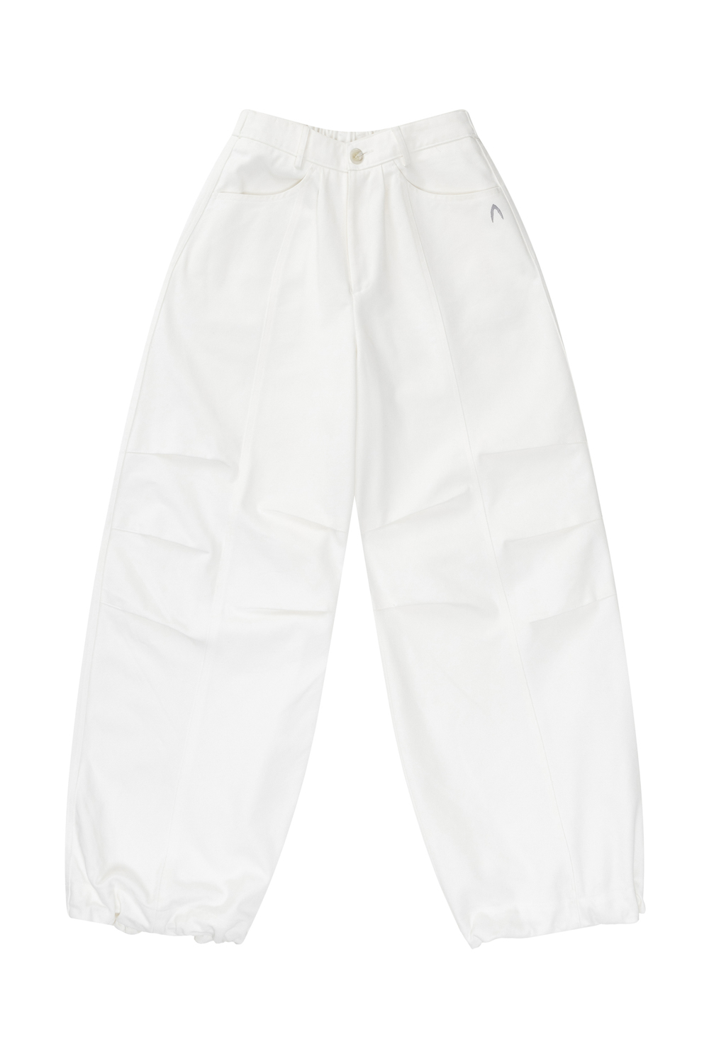 Knee Pin-tuck Printed Denim Pants (White) | AAKAM
