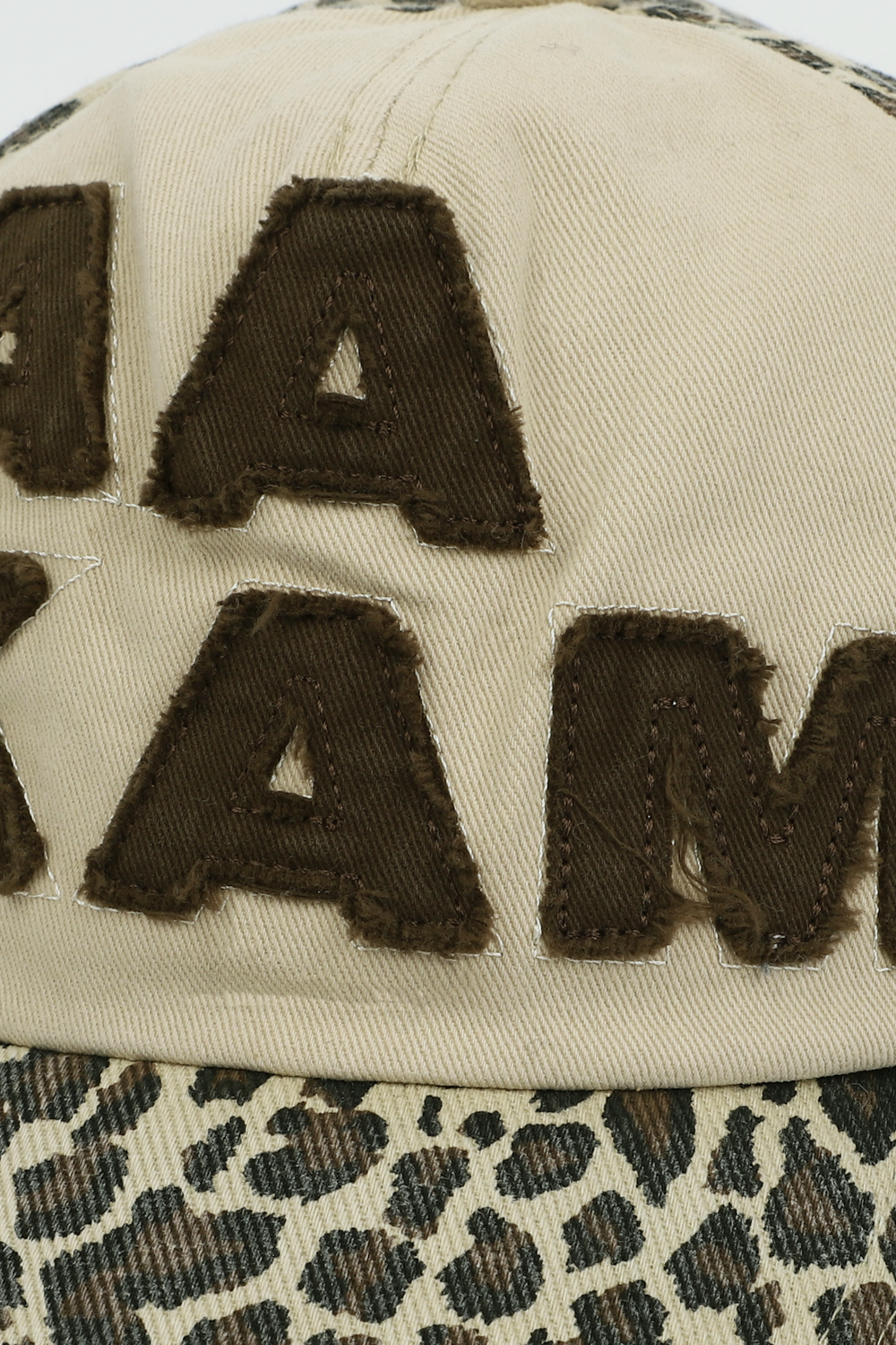 Leopard Patch Cotton Ball Cap (Brown) - AAKAM
