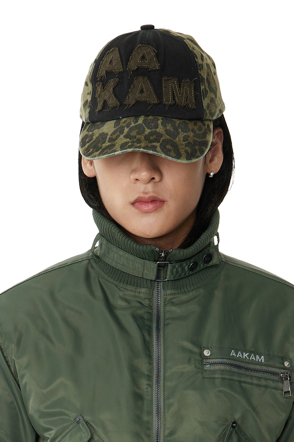 Leopard Patch Cotton Ball Cap (Khaki) - AAKAM