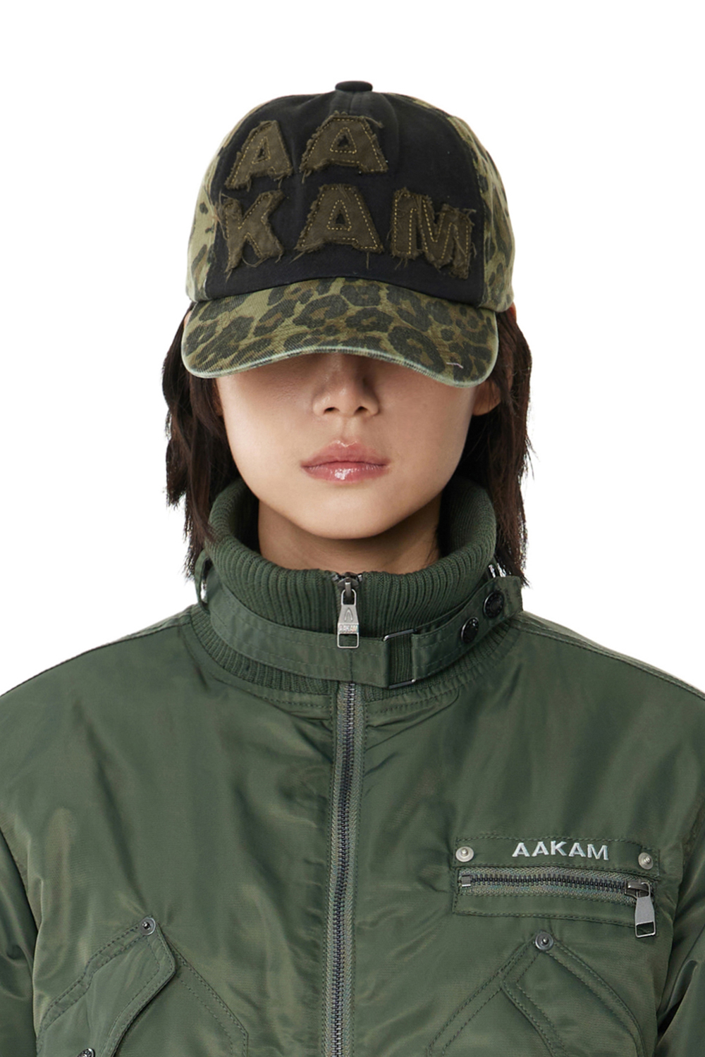 Leopard Patch Cotton Ball Cap (Khaki) - AAKAM