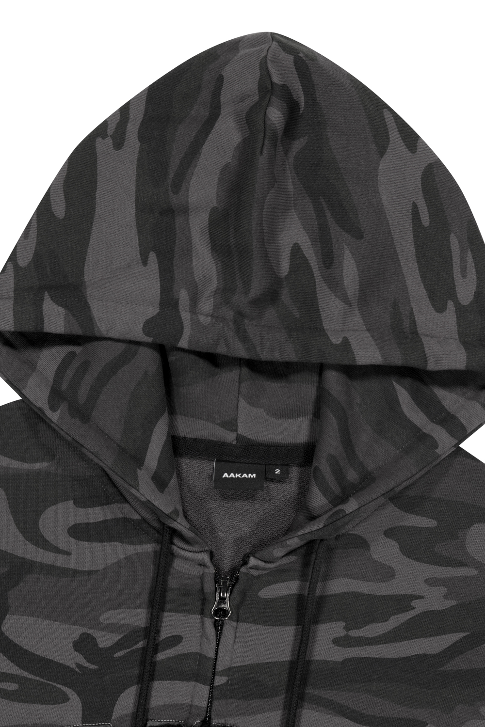 Contrast Logo Zip-up Hoodie (Black) - AAKAM