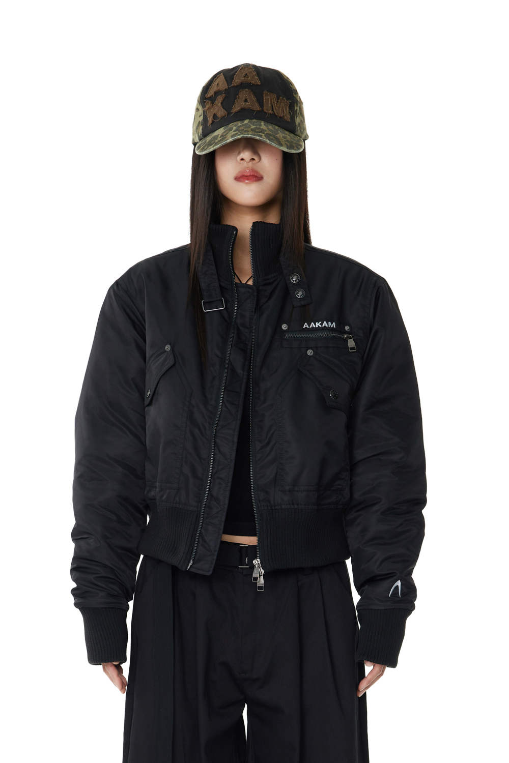 04.03 예약 배송] High-Neck Bomber Jacket (Black) | AAKAM