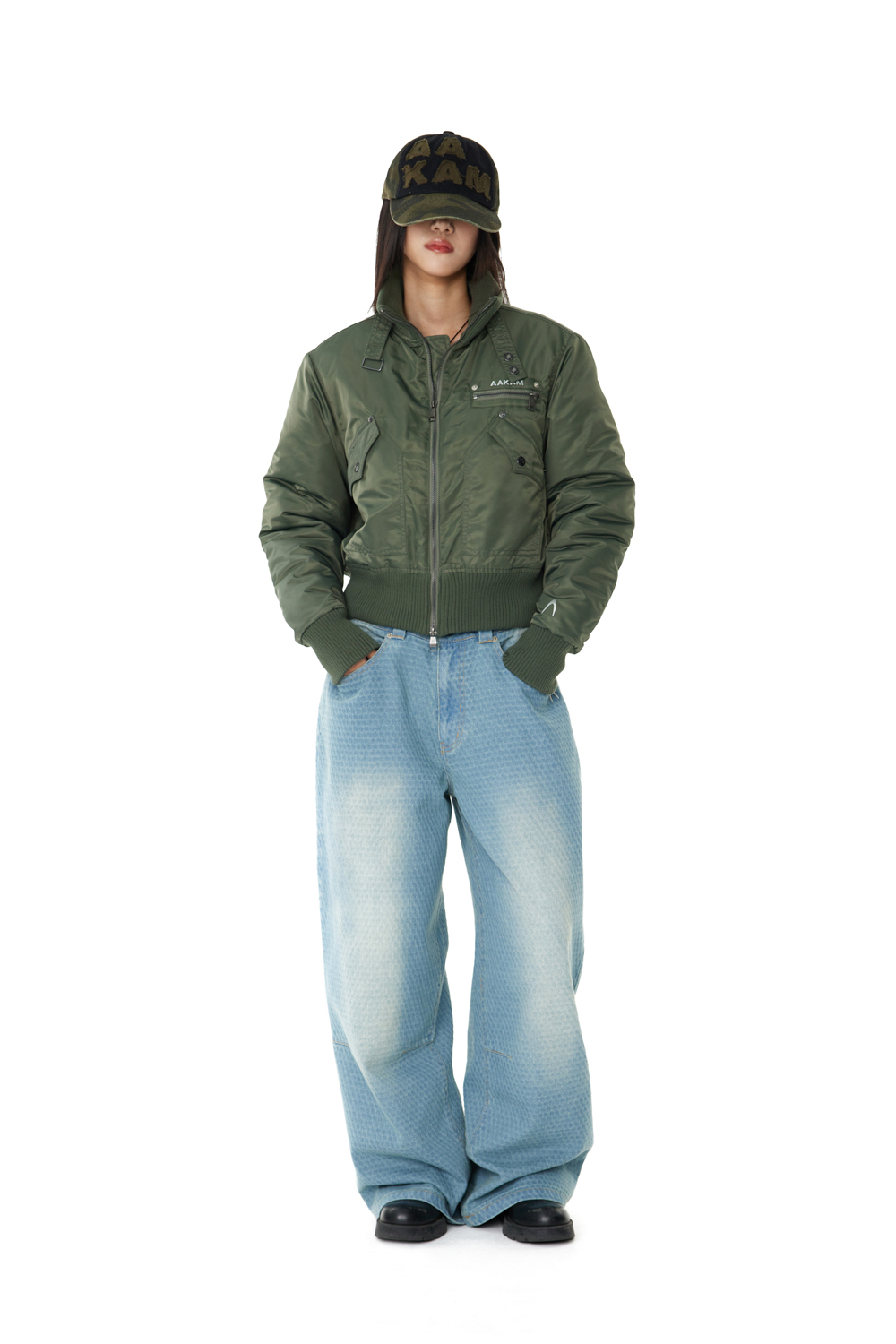 26.01.12 예약 배송] High-Neck Bomber Jacket (Khaki) | AAKAM