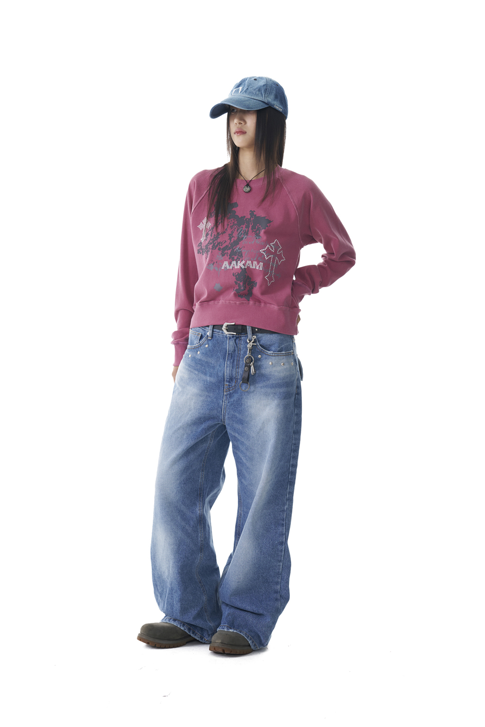 パンツ AAKAM Multi Studded Denim Pants Multi Studded Denim Pants (Blue) - AAKAM