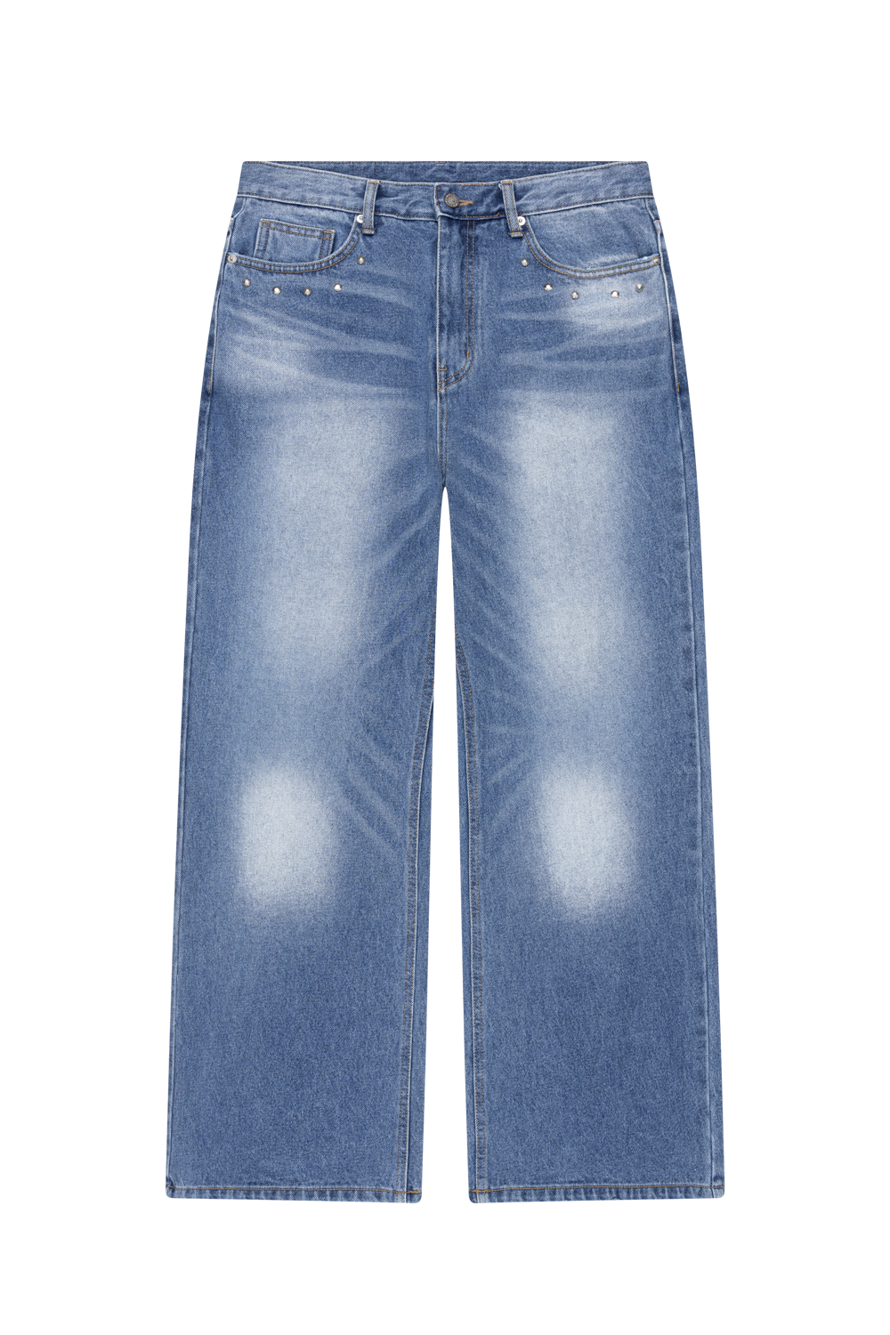 Multi Studded Denim Pants (Blue) - AAKAM