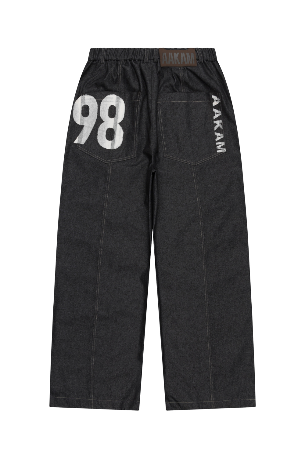98 Printed Knee Pin-tuck Denim Pants (Black) - AAKAM