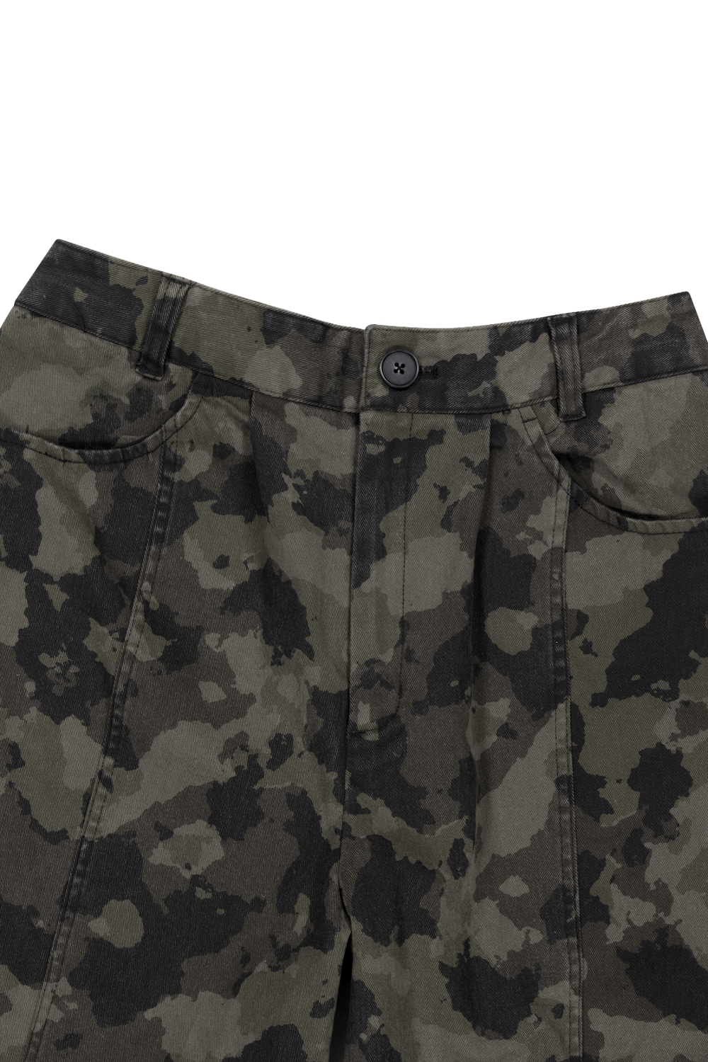 Knee Pin-tuck Camouflage Twill Pants (Khaki) | AAKAM