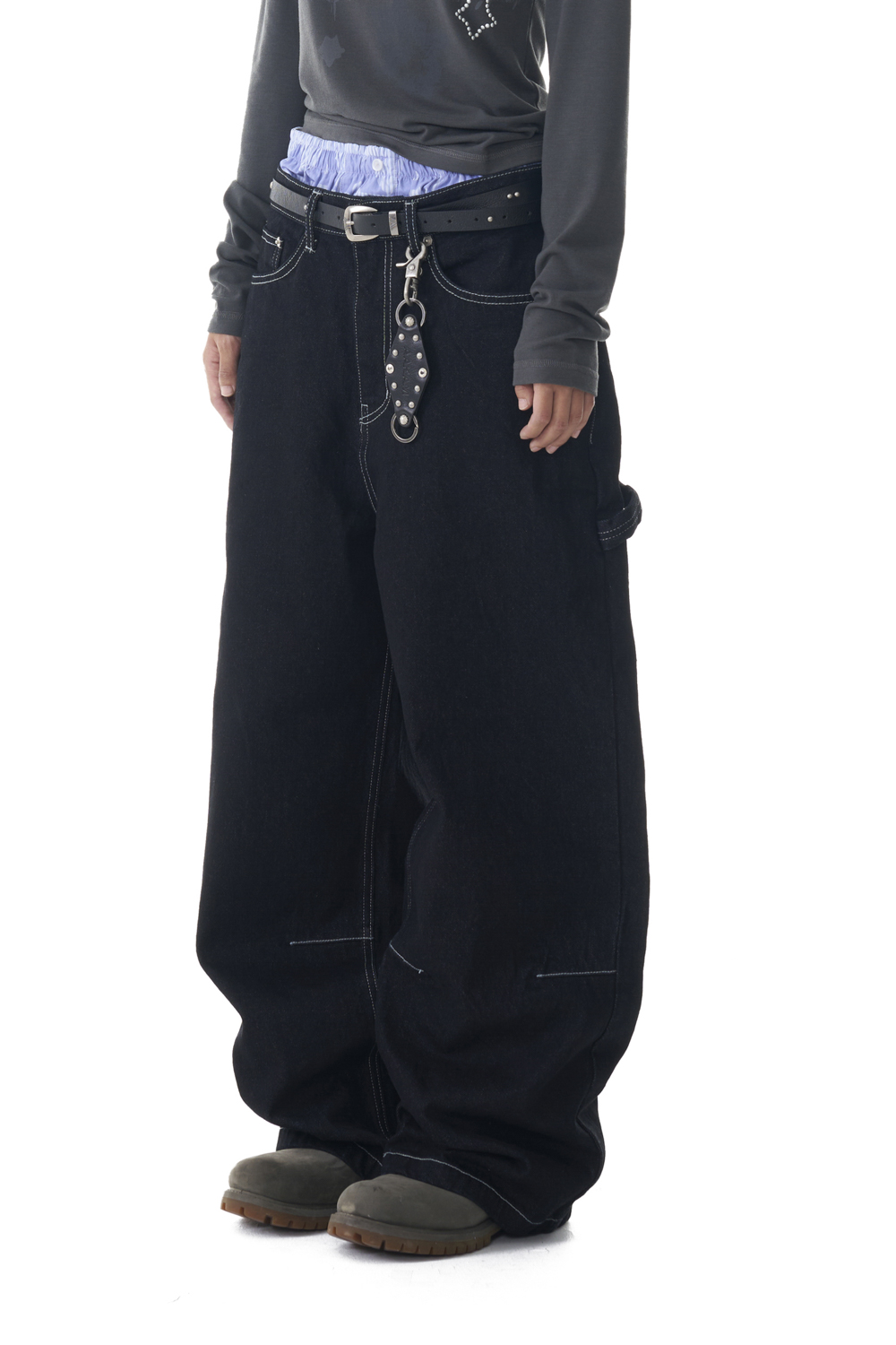 Needlework Carpenter Denim Pants (Black) - AAKAM