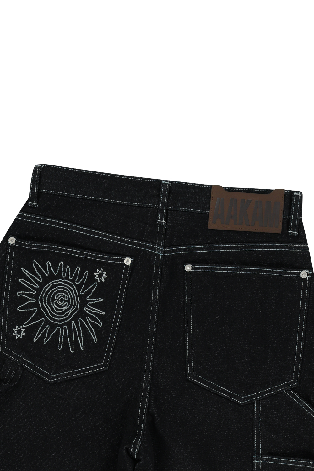 Needlework Carpenter Denim Pants (Black) - AAKAM