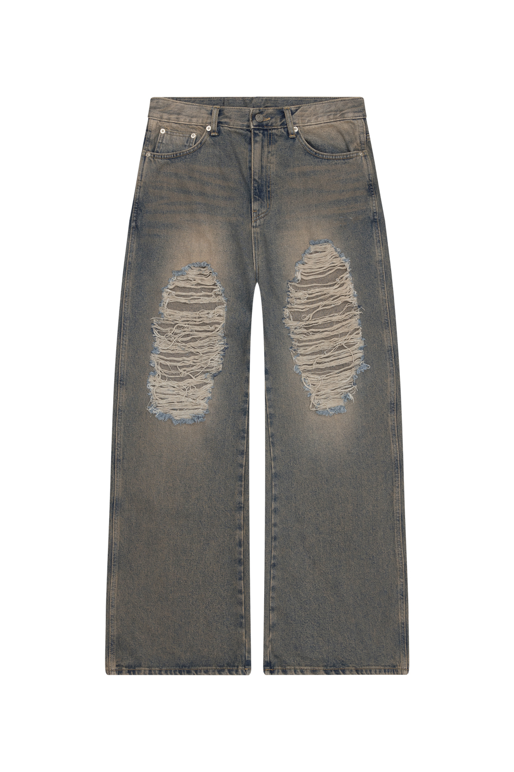 Distressed Western Pocket Denim Pants (Sand Blue) | AAKAM