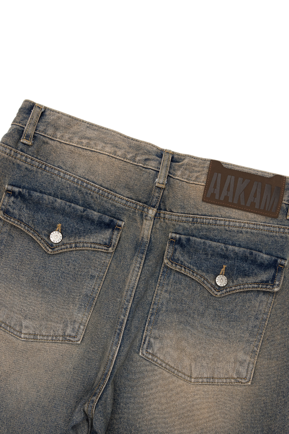 Distressed Western Pocket Denim Pants (Sand Blue) | AAKAM