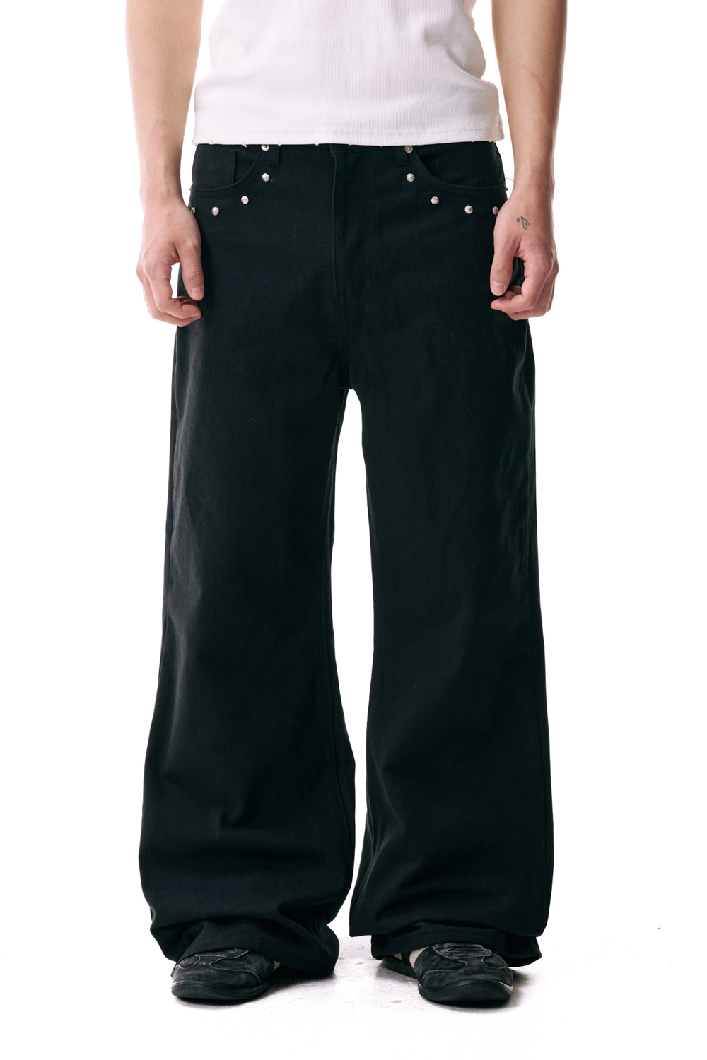 Multi Studded Cotton Pants (Black) | AAKAM