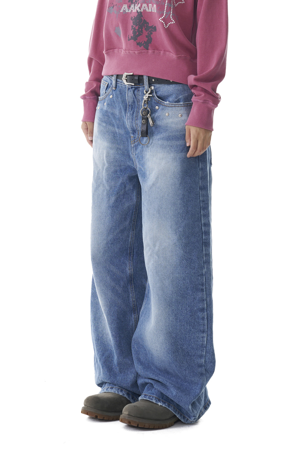 Multi Studded Denim Pants (Blue) - AAKAM