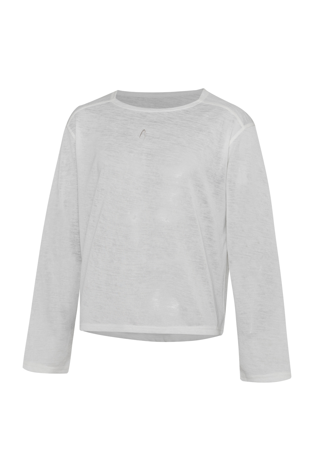 Boat Neck Logo Long Sleeve (White) - AAKAM