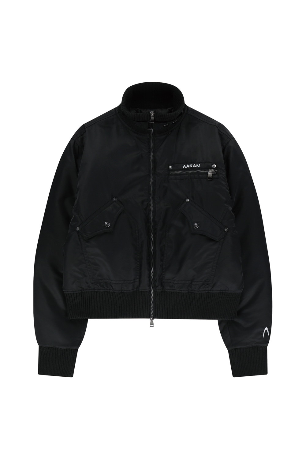 【AAKAM】 High-Neck Bomber Jacket (Black) High-Neck Bomber Jacket (Black) - AAKAM